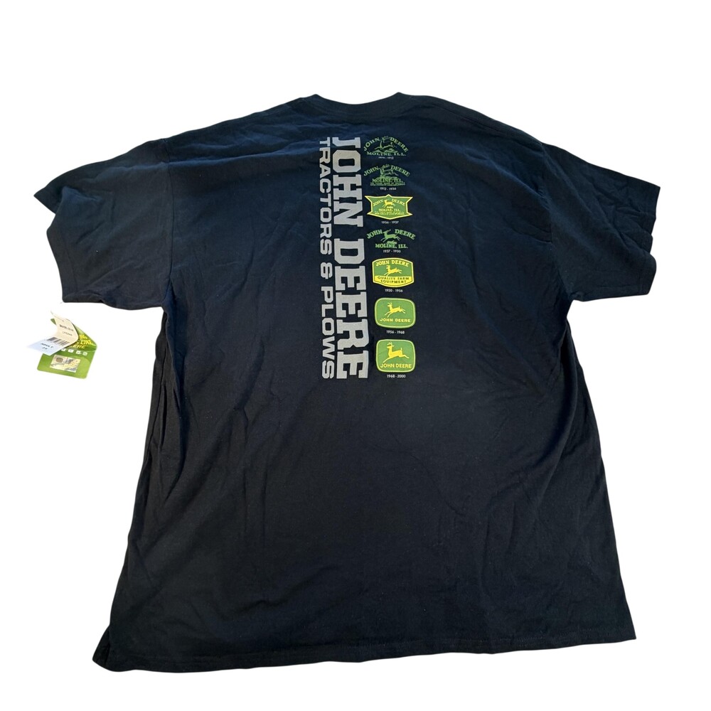 John Deere Shirt Mens 2XL Black Tractor Logos Graphic Tee Back Print Tagless